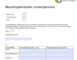 Machtigingsformulier contactpersoon
